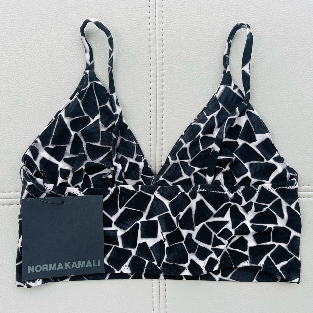 NWT! Norma Kamali SLIP BRA in Black Mosaic Size XXS